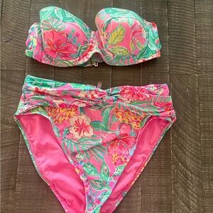 Lilly Pulitzer Pink and Green Floral Bikini
